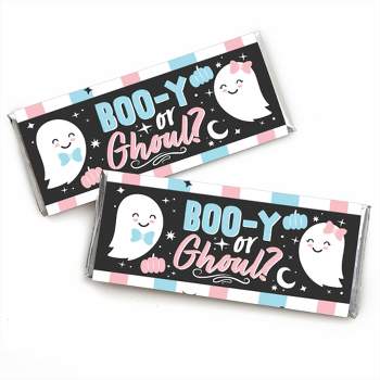 Big Dot of Happiness Boo-y or Ghoul - Candy Bar Wrapper Halloween Gender Reveal Party Favors - Set of 24