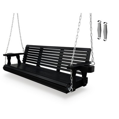 Fortune Candy Wooden Porch Swing 2-Seater/3-Seater for Outdoor Patio Garden Yard (5 ft.)