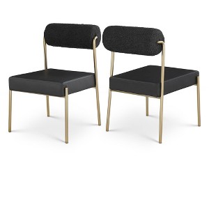 Meridian Furniture,Carly Vegan Leather Seat / Boucle Fabric Back Dining Chair, Set of 2 - 1 of 4