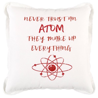 20"x20" Oversize Atom Poly Filled Square Throw Pillow - Rizzy Home: Embroidered Cotton Canvas