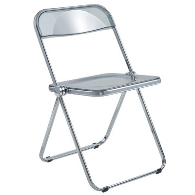LeisureMod Lawrence Modern Acrylic Folding Dining Chair With Metal Frame