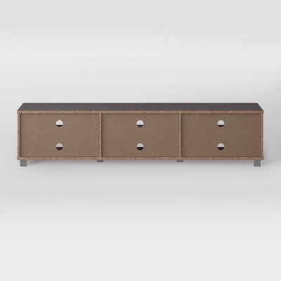 Modern Gray Wood Grain & Silver Leg TV Stand for Up to 85" TVs