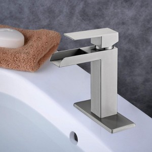Kumasinova Waterfall Bathroom Sink Faucet,Single Handle Bathroom Faucet 1 Hole with Pop-Up Drain,Stainless Steel Bathroom Faucets for Bathroom - 1 of 4