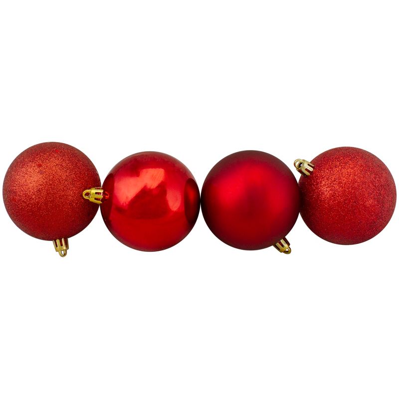 Northlight 16ct Shatterproof 4-Finish Christmas Ball Ornament Set 3" - Red, 3 of 8