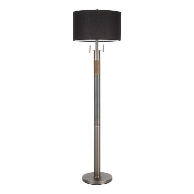 Trophy Industrial Floor Lamp with Gun Metal Linen Shade Black (Includes LED Light Bulb) - LumiSource