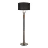 Trophy Industrial Floor Lamp with Gun Metal Linen Shade Black (Includes LED Light Bulb) - LumiSource