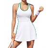 Attraco Women's Tennis Dresses with Shorts Pockets and Bra V Neck Racerback Golf Outfits - 3 of 4