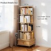 5-Tier Rotating Wooden Bookshelf with Drawer and Wheels,360° Small Space Rotating Bookshelf Tower for Living Room or Bedroom-Baofuwish - 4 of 4