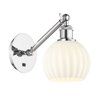 White Venetian - 1 Light Arm Adjusts Up and Down Wall Sconce In Modern Style-8 Inches Tall and 6 Inches Wide