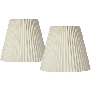 Springcrest Set of 2 Pleated Empire Lamp Shades Ivory Large 10" Top x 17" Bottom x 14.75" High Spider with Harp and Finial Fitting - 1 of 4