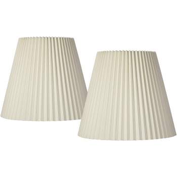 Springcrest Set of 2 Pleated Empire Lamp Shades Ivory Large 10" Top x 17" Bottom x 14.75" High Spider with Harp and Finial Fitting