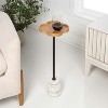 JONATHAN Y Colby 24.5" Classic Wood/Metal Drink Table & Decorative End Table with Quatrefoil Top & White Marble Base - 2 of 4