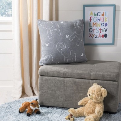 Ella 20" Gray and White Cotton Knit Pillow