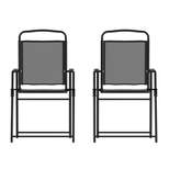 Emma and Oliver Set of 2 Textilene Folding Sling Style Patio Chairs with Armrests