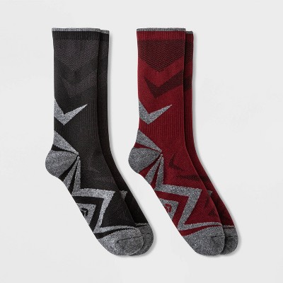 Men's Trekker Mountain Crew Socks 2pk - All in Motion™ Red/Black 6-12