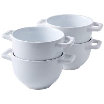 Bruntmor 24 Oz Soup Mug French Onion Soup Cups with Handles, Set of 4 White
