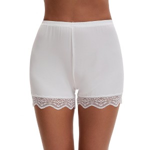 INSPIRE CHIC Women's Lace Trim Ice Silk Mid-Waisted Loose Slip Shorts Light and Breathable Comfort Boyshorts - 1 of 4