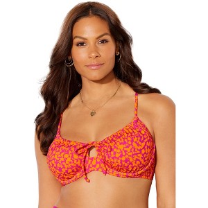 Swimsuits for All Women's Plus Size Adjustable Push Up Underwire Bikini Top - 10, Fruit Punch Papaya - 1 of 4
