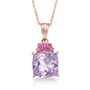 Ross-Simons 4.90 Carat Amethyst and .30 ct. t.w. Rhodolite Garnet Pendant Necklace in 18kt Rose Gold Over Sterling - 1 of 4