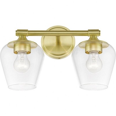 Willow Collection Satin Brass 2-Light Vanity Sconce with Clear Glass