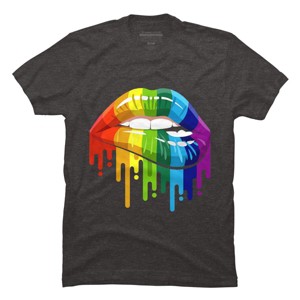 Adult Design By Humans Rainbow Pride Lip Melt By COVI T-Shirt - 1 of 2