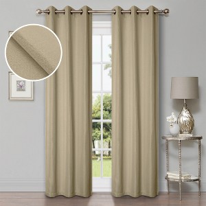 Classic Linen Design Room Darkening Semi-Blackout Curtains, Set of 2 by Blue Nile Mills - 1 of 4