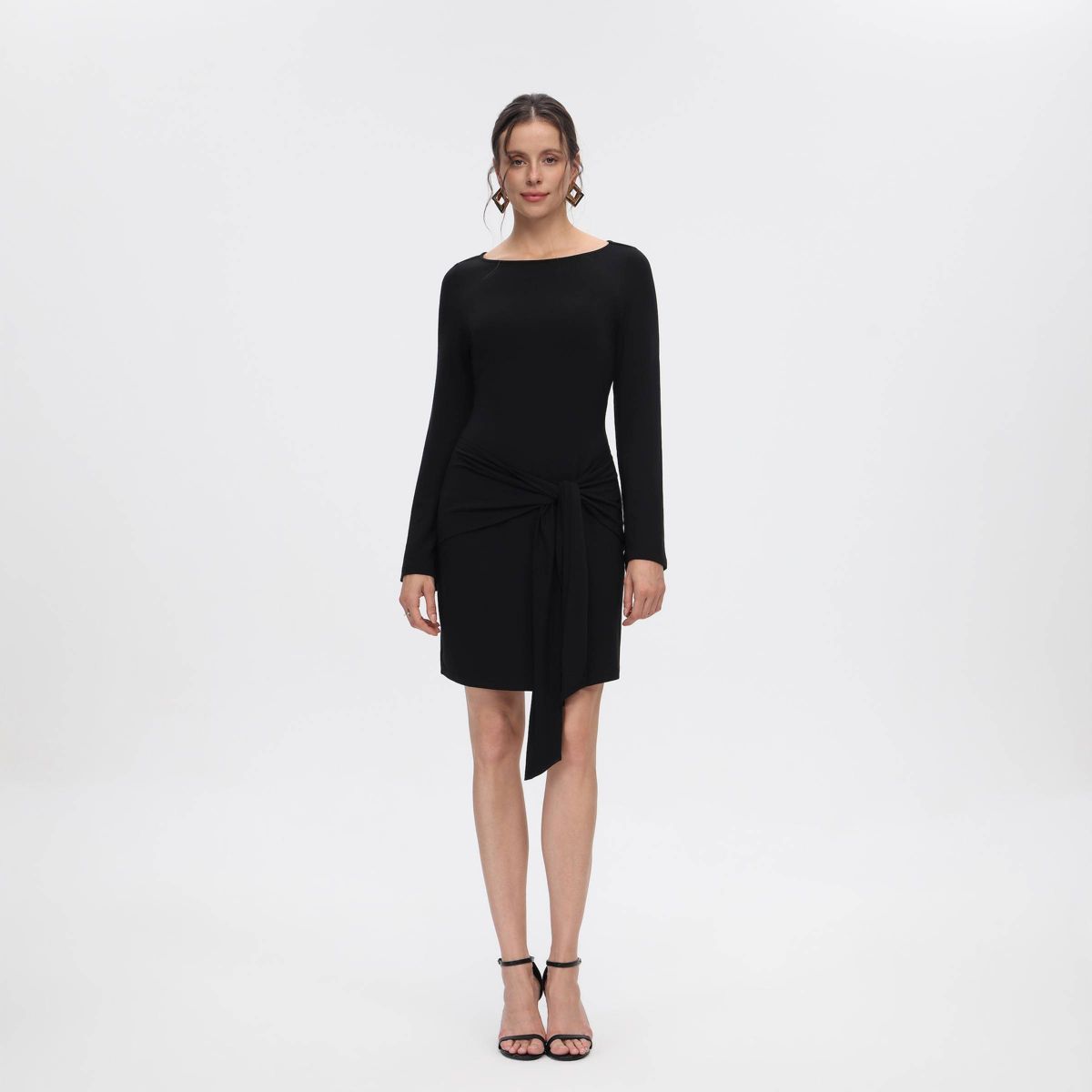 Women's Bell Long Sleeve Fitted Knit Waist Tie Mini Dress - A New Day™ - thumbnail 3
