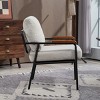 1 PC Natural Wood Armchair,Modern Fabric Upholstered Bedroom Armchair,Kitchen Dining Chair With Back Cushions And Metal Frame-Coolbibila - 3 of 4