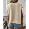 Womens Pullover Sweater Vest Crew Neck Cap Sleeve Loose Fits Sweater Ribbed Knit Tops Solid Sweaters for Women - 2 of 4