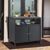 Outdoor Storage Cabinet, Weather-Proof Rattan Bar Table with Two Doors Wicker Patio Storage Box Garden Weather-Proof Bar Table - 2 of 4