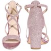 Perphy Women's Glitter Open Toe Criss Cross Strap Chunky Heel Sandals - 2 of 3