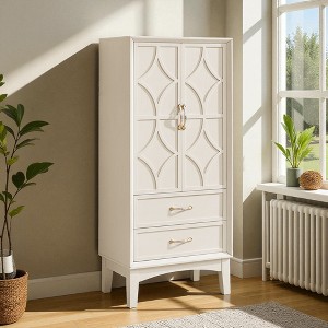 Mshliw 53.5" Tall Modern Kitchen Pantry Cabinet with Doors & Drawers, Retro Solid Wood–MDF Sideboard Buffet Storage for Entryway, Living Room - 1 of 4