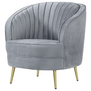 CAVINAS Velvet Accent Chair with Curved Channel Tufted Backrest,Modern Upholstered Living Room Chairs,Reading Chairs for Living Room - 1 of 4