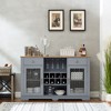 Modern Farmhouse Buffet Cabinet with 2 Drawers, Glass Door Cabinets, Wine & Glass Racks, Coffee Bar Sideboard for Kitchen, Dining Room & TV Stand - 3 of 4