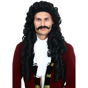 HalloweenCostumes.com One Size Fits Most   Elite Captain Hook Wig, Black - 1 of 3