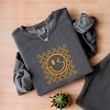 Simply Sage Market S.W.Smiley Mustard Smiley Flowers Lightweight Garment Dyed Sweatshirt - 3 of 4