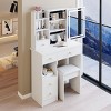 Makeup Vanity Table with Touch LED Sliding Mirror,Storage Drawers and Cushioned Stool for Bedroom–The Pop Home - 3 of 4