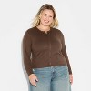 Women's Long Sleeve Roundneck Button-Down Shirt - Wild Fable™ - 2 of 4