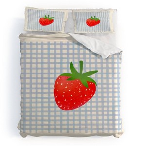 Deny Designs King Rosebud Studio Strawberry Sunshine Duvet Cover Bedding Set Blue - 1 of 4