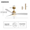 Ludomide 52" Modern White and Gold Ceiling Fan with Lightsand Remote, Indoor Dimmable Chandelier Ceiling Fan for Bedroom Living Room - 3 of 4