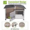 Outdoor Dog House with Metal Frame & Rotating Food Bowl ¨C Weatherproof Kennel with PVC Door Curtain for Small & Medium Dogs - 2 of 4