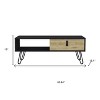 HomeRoots 41" Black and Oak Wood and Metal Coffee Table With Drawer And Shelf - 3 of 4