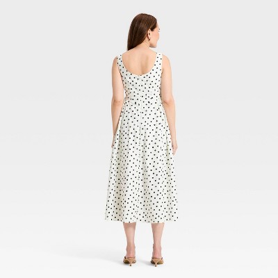 Женские платья A New Day Women's Corset Midi A-Line Dress - A New Day™ White Polka Dots M — фото 2