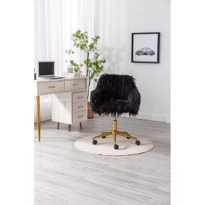 CAVINAS Adjustable Office Chair, Modern Faux Fur Home Office Desk Chairs, Fluffy Chair for Girls, Makeup Vanity Chair - 1 of 4