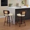 Gulches Set of 2 Walnut Beige Counter Height Bar Stools 26 Inches Swivel Cane Back Upholstered Seat Kitchen Island Bar - 4 of 4