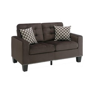 Lantana Tufted Microfiber Loveseat in Chocolate - Lexicon - 1 of 4
