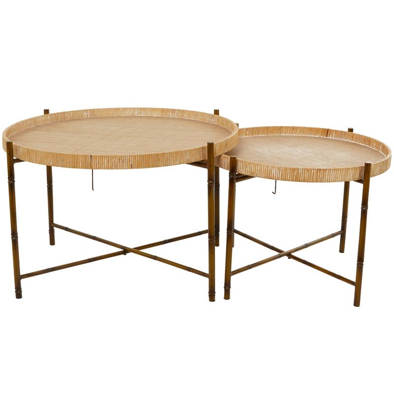 Set of 2 Modern Rattan Nesting Accent Tables Brown - Olivia &#38; May, 1 of 6