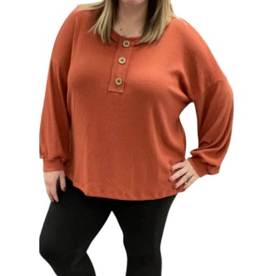 Women's Faux Button Henley Sweater - White Birch