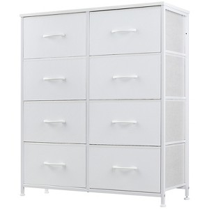 FONTOI Tall Fabric Storage Tower Wooden Top Dresser Organizer Furniture Cabinet Stand Piece for Closet Entryway Nursery, White, 31.5"*11.8"*36.4" - 1 of 4