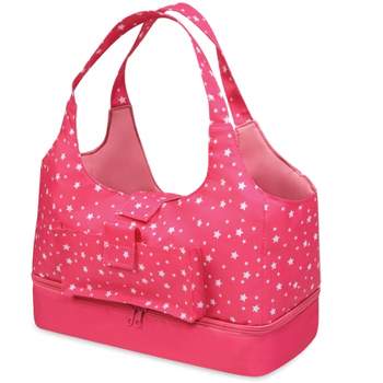 Badger Basket On-the-Go Doll Tote and Storage Bag - Pink Stars